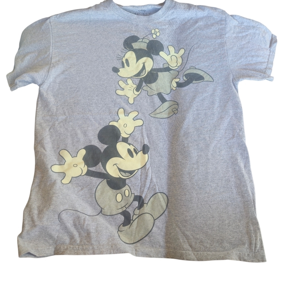 DISNEY Mickey Mouse, gray T-shirt, black and white graphic, size medium